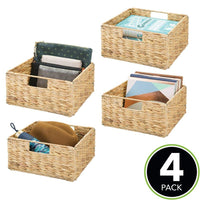 1 x RAW Customer Returns mDesign set of 4 storage baskets foldable wicker box made of water hyacinth shelf basket for ideal storage of clothes, toys or magazines with handy handles natural - RRP €72.36