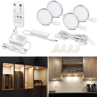 1 x RAW Customer Returns WOBANE Dimmable LED cabinet lights, 4 LED kitchen under cabinet lights with RF remote control, super bright LED under cabinet lights, for kitchen, cabinet, shelves, showcases, wardrobe, 6000K cold white - RRP €29.23