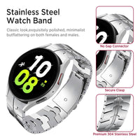 1 x RAW Customer Returns Miimall Compatible with Samsung Galaxy Watch 7 fe 6 5 4 Strap 40mm 44mm, Stainless Steel Metal Double Folding Clasp Adjustable Bracelets for Galaxy Watch 6 Classic 43mm 47mm Watch 5 Pro 45mm-Silver - RRP €25.99