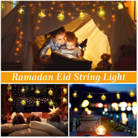 12 x Brand New FORMIZON Ramadan Fairy String Lights, 3Meters 20 LEDs Eid Mubarak String Light, Star Moon Muslim Castle Decoration Eid Mubarak LED Lanterns, Muslim LED Fairy Lights for Ramadan Party Supplies 1  - RRP €187.2