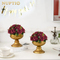 2 x Brand New Nuptio Wedding Centerpieces with Table Flowers - 2 Pieces 24cm Diameter Burgundy Artificial Flowers Ball Roses - Fake Rose Arrangements for Weddings Birthday Party Decorations - RRP €43.18