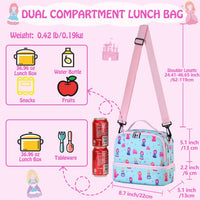 1 x RAW Customer Returns VX VONXURY lunch bag for children, lunch bag for boys and girls, insulated lunch box with two compartments and removable shoulder strap for women and men school office picnic princess  - RRP €20.4