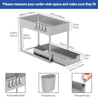 1 x RAW Customer Returns Puricon Under Sink Shelf, 2 Tier Standing Shelf Kitchen Worktop Shelf Organizer, Multifunctional Kitchen Shelf Spice Rack Under Cabinet Shelf Sink Cabinet Shelf - Gray - RRP €21.99