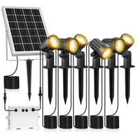 1 x RAW Customer Returns MEIKEE Solar Spotlights 6 Pack 2700K Warm White Garden Lighting Solar with Ground Spike IP66 Waterproof 3 Brightness 2 Modes 6000MAH Solar Garden Lights for Outdoor Garden Lawn Patio Tree - RRP €49.99