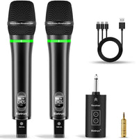 1 x RAW Customer Returns Bietrun UHF rechargeable wireless karaoke microphone 50M wireless radio microphone 6.35mm receiver with Bluetooth dynamic metal microphone for PA karaoke system PartyBox mixer party wedding speech - RRP €72.95