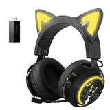 1 x RAW Customer Returns Somic Wireless Gaming Headset, Bluetooth Headset for Smartphone, Retractable Microphone, 7.1 Surround Sound, 50mm Drivers, RGB Lighting, Cute Cat Ear Headphones for Girls, Black - RRP €79.99