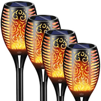 1 x RAW Customer Returns Vongal Solar Flame Light Set of 4, Solar Lamps for Outdoor Use, 33LED Solar Garden Torches for Garden, Solar Lights with Flame Effect, IP65 Waterproof Solar Torches for Gardens, Lawn, Path - RRP €32.99