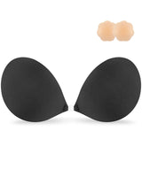 4 x Brand New Niidor Strapless Adhesive Bra Invisible Sticky Push Up Bra Silicone Nipple Covers for Backless Dress-Black Fabric D cup  - RRP €91.2