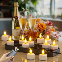 1 x RAW Customer Returns SoulBay Pack of 12 flickering rechargeable tea lights with remote control and timer function, rechargeable LED candles with charging station and USB cable for party room, living room, Halloween decoration - RRP €45.5