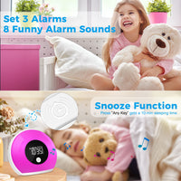 1 x RAW Customer Returns Uplayteck Night Light Alarm Clock for Kids, with Bluetooth Speaker, Night Light for Girls, One Touch Color Changing, LED Digital Clock - RRP €32.99