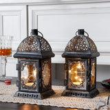 1 x RAW Customer Returns TRIROCKS Set of 2 20cm Vintage Style Decorative Lanterns High Battery Operated Metal Hanging Lanterns with LED Lights Perfect for Home Decoration, Living Room, Party, Indoor Events Grey  - RRP €31.01