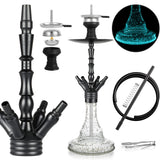 1 x RAW Customer Returns REANICE 24 Hookah Shisha Set Water Pipe Complete Set with 1 Connections Head Adapter Silicone Hose Aluminum Rod Black  - RRP €60.49