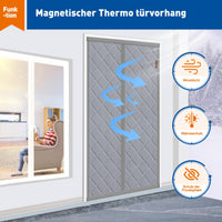 1 x RAW Customer Returns MAGZO Thermal Protection Curtain for Doors 100 x 220 cm, Windproof Insulation Curtain Magnetic Door Curtain Thermal Cold Protection in Winter, Grey - RRP €36.98