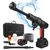 1 x RAW Customer Returns Gisam Cordless Pressure Washer, Max 507 PSI High Pressure Washer, with 2 x 3000mA Batteries, Foam Sprayer, 6-in-1 Multifunctional Nozzle and 180 Rotatable Nozzle for Cleaning and Watering Gisam-01  - RRP €86.99