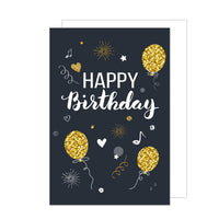 2 x RAW Customer Returns Edition Seidel High-quality XXL birthday card with envelope. A4 format Happy Birthday card for men and women with golden balloons A4-G2896  - RRP €14.98