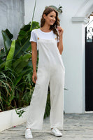 1 x RAW Customer Returns SotRong Women s Dungarees uk Loose Fit Loose Overall Sleeveless Cotton Casual Wide Leg Trousers Trousers with Pocket White S - RRP €26.32