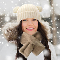 13 x Brand New Kiuiom winter hat knitted hat women, faux rabbit fur scarf, women s beanie hat, warm winter hat, soft knitted hat, plush warm scarf, soft cuffed plain - RRP €358.8