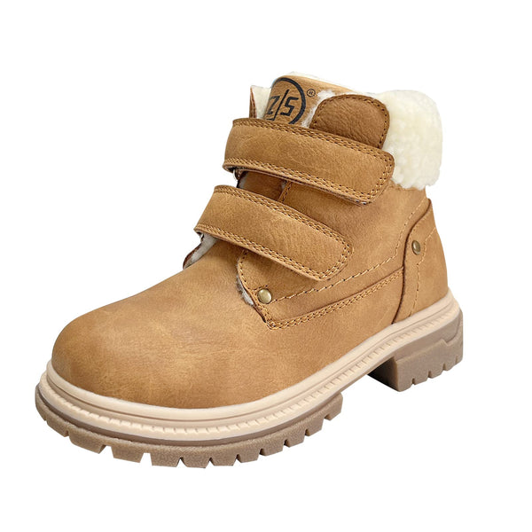 1 x RAW Customer Returns TZJS Unisex Children s Classic Boots for Boys Girls Baby Winter Boots with Velcro Fastener Waterproof Ankle Boots Snow Boots Work Boots Autumn Shoes Winter Shoes Camel Wool, 31  - RRP €34.27