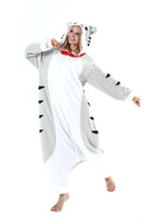 1 x RAW Customer Returns AKAAYUKO Women Men Carnival Costume Pajamas Christmas Animal Onesie Halloween Jumpsuit Pajamas Fancy Dress Night Suit Gray Flower Cat - RRP €29.99