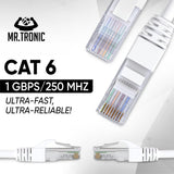 1 x RAW Customer Returns Mr. Tronic 75m Ethernet network cable, Cat 6 LAN network cable with RJ45 connectors for fast reliable Internet connection, AWG24 patch cable 1Gbps UTP Cat6 CCA patch cable 75 meters, white  - RRP €38.53