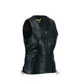 1 x RAW Customer Returns Leatherick Women s Black Leather Sleeveless Vest with Hidden Pocket - Black - 3X-Large - RRP €49.99