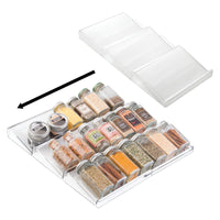 1 x RAW Customer Returns mDesign set of 2 spice racks for drawers extendable plastic spice rack for keeping the kitchen tidy practical drawer organizer on 3 levels transparent - RRP €35.38