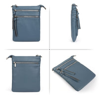 1 x RAW Customer Returns befen shoulder bag for women small, real leather small cell phone shoulder bag for women with adjustable long strap small bag for women grey blue for women Christmas cell phone cards keys lipstick - RRP €36.99