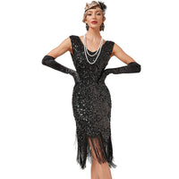 1 x RAW Customer Returns BOFUNX Women s 1920s Dress Fringe Dress Sequin Dress Women 1920s Flapper Dress Gatsby 1920s Dress Women for Carnival Charleston Theme Party - RRP €39.99