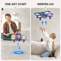 1 x RAW Customer Returns Mini drone with camera HD 1080P for children beginners, TOMZON RC quadcopter with colorful LEDs, long flight time, 360 propeller protection throw go 3D flip , helicopter remote controlled toy drone indoor - RRP €60.49