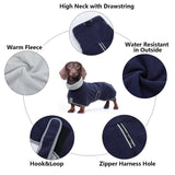 2 x Brand New MOREZI Dachshund jacket, cashmere lining, puppy winter jacket with reflective trim and high collar, dog snow jacket with adjustable velcro fastening-Navy blue-XL - RRP €56.44