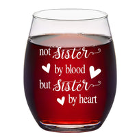 1 x RAW Customer Returns Joymaking Wine Glasses Sister Birthday Gift, Stemless Wine Glass, Red Wine Glass with Not Sisters By Blood But Sister By Heart, Best Friend Gifts for Sister, Girls and Women, 450ml - RRP €11.09