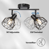 1 x RAW Customer Returns KYOTECH Adjustable ceiling spotlights with 2 lights ceiling lamp LED ceiling light E14 connection, For 2 E14 bulbs not included, Adjustable Black Wall Spotlights for Living Room and Bedroom - RRP €28.27