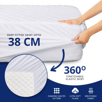 1 x RAW Customer Returns Utopia Bedding Quilted Mattress Cover 180x200 cm, Fitted Elastic Mattress Topper, Mattress Protector Skirt with Diamond Pattern Stretches up to 38 CM Extra Deep Pocket White  - RRP €22.55