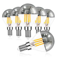 1 x RAW Customer Returns Century Light P45 Dimmable Edison LED Lamp 4W, Silver Head Mirror Lamp LED Light Bulb, 40 Watt Equivalent, E14 Candelabra Base, Retro Warm White 2700K, Vintage Mirrored Light Bulb, 6 Pack - RRP €26.99