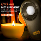 1 x RAW Customer Returns Dr.meter Luxmeter, Light Meter Digital Lux Meter Handheld Split Design with LCD Display Range up to 0-200,000 Lux Light Meter with High Precision Fast Response Data Orange  - RRP €39.99