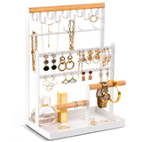 1 x RAW Customer Returns ProCase Jewelry Stand Jewelry Holder for Earrings Studs Necklaces Jewelry Organizer Jewelry Stand with 15 Hooks, 40 Holes Earring Holder Jewelry Storage for Necklaces Bracelets Rings -White - RRP €21.22