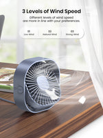 1 x RAW Customer Returns TOPK USB Fan Mini Desk Fan USB Quiet Operation and Strong Airflow, 3 Speeds and 360 Rotating Head, for Home Office, Bedroom, Table and Desktop Gray - RRP €13.91