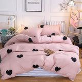 1 x RAW Customer Returns Freyamy Bed Linen 135x200cm 2-piece Pink Black Heart Bedding Sets Brushed Microfiber Soft Reversible Bed Linen Romantic Single Bed Duvet Cover with Zipper and Pillowcase 80x80cm - RRP €27.19