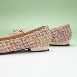 1 x RAW Customer Returns C.Paravano Flat Shoes for Women Pointed Tweed Slip-On Ballerinas 38, Pink  - RRP €84.85