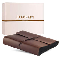 1 x RAW Customer Returns Belcraft Vietri Photo Album in Recycled Leather with Black Pages, Photo Album, Scrapbook, Handmade by Tuscan Artisans, Includes Gift Box, A4 23x30 cm Brown - RRP €64.93