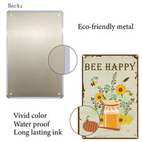 1 x RAW Customer Returns CREATCABIN Retro Vintage Tin Sign Bee Happy Metal Wall Decor Decoration Art Wall For Home Garden Kitchen Bar Pub Living Room Office Garage Poster Plaque 12 x 8inch - RRP €20.4