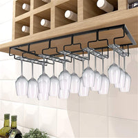 1 x RAW Customer Returns Julymoda Metal Wine Glass Holder Glass Holder Storage Hanging Glass Holder Wine Racks Glass Holder for Home Bar Kitchen Bar Restaurant, 5 Rows for 15 Glasses - RRP €29.03