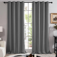 1 x RAW Customer Returns Deconovo 100 completely opaque curtains with eyelets, heat-insulating window curtains, living room curtains, heavy curtain, heat protection, 240 x 140 cm height x width , grey, set of 2 - RRP €54.34