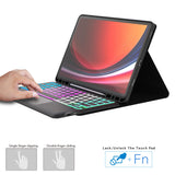 1 x RAW Customer Returns ROOFEI Galaxy Tab S9 FE S9 Plus 12.4 inch Case with Keyboard QWERTZ 3-Zone 7-Color DIY Backlight, Smart Touchpad, Detachable Keyboard for Samsung Galaxy Tab S9 FE S9 12.4 2023 - RRP €59.98