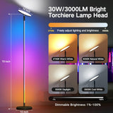 1 x RAW Customer Returns OUTON LED floor lamp dimmable 30W 3000LM, 2-in-1 Smart WiFi floor lamp with app control, Alexa and Google Assistant, 16 million colors, music synchronization, for living room, bedroom - RRP €112.6