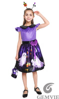 1 x RAW Customer Returns Gemive Scary Dress Purple Printed Halloween Costumes Fancy Dress Carnival M - RRP €19.2