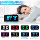 1 x RAW Customer Returns Alarm clock for children and adults, digital alarm clock with 7 colours night light, dynamic RGB alarm clock, 6 alarm clock with light LED display with multiple fonts dimmable 5 volume levels USB charging ports,  - RRP €23.99