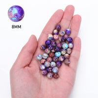 27 x RAW Customer Returns 45-47 pieces natural stone beads 8 mm purple blue jasper gemstone royal sea sediment natural perler beads colorful round stone beads for jewelry making for jewelry making - RRP €244.62