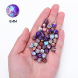 1 x RAW Customer Returns 45-47 Pieces Blue Purple Jasper Beads Real Marine Sediment Natural Gemstone Beads 8mm Colorful Round for Necklaces Costume Jewelry Bracelets DIY Jewelry Making - RRP €9.06