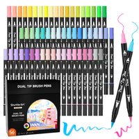 1 x RAW Customer Returns Shuttle Art 56 Brush Pen Set, Pastel felt-tip pens thick and thin, felt-tip pens for children with double tip, brush pens, watercolor pens for children and adults for painting, handlettering and calligraphy - RRP €19.67